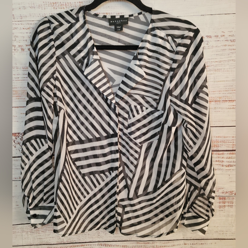 Metaphor LP Stripped Sheer Blouse